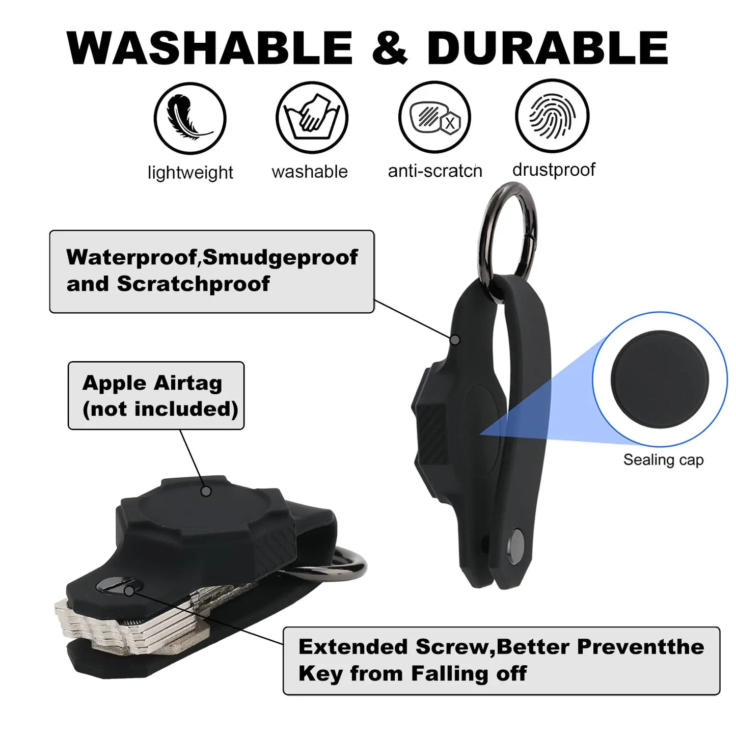 TrackGuard Waterproof Airtag Keychain Case