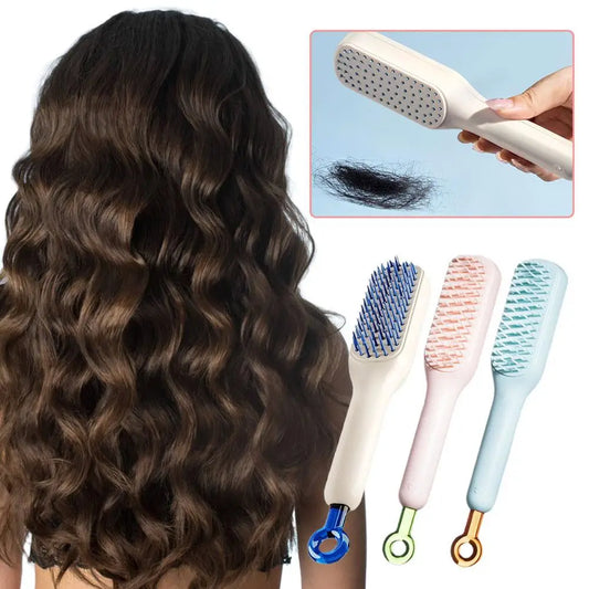 Retractable Comb Self-cleaning Hair Brush Anti-static Massage Comb For Women Smooth Hair Self Cleaning Hair Brush